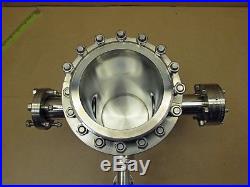 SS High Vacuum Chamber 9 3/8 L X 11 1/2 W Overall Varian 6 Dia. Flange D6846