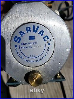 Sargent Welch Scientific Sarvac 8802 Vacuum Pump Free Shipping