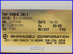 Shimadzu EI-D3603M Turbo Molecular Pump Controller AMAT 0010-32353 Used Working