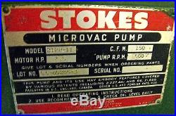Stokes Microvac pump Model 212H-11, 150 CFM, 7.5 HP