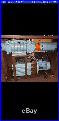 Stokes Microvane Vacuum Pump With Roots Blower And Exhaust Scrubber On Cart