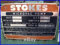 Stokes Model 212H-11 Vacuum Pump withRoots Model 38-RGS Rotary Lobe Booster Pump