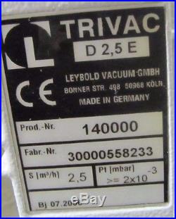 Trivac Leybold D 2,5 E D2,5e 2,5 M³/h 230v 300w (. 4 Hp) 1ph Vacuum Pump