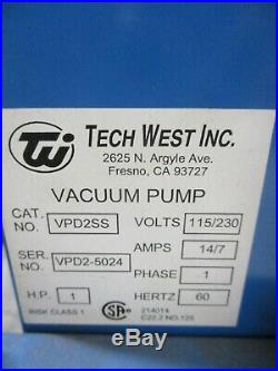 TechWest Vacuum Pump VPD2-5024 Dental Vacuum Pump System for Operatory Suction