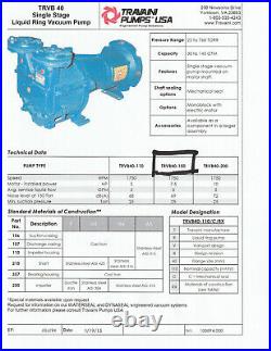 Travaini Dual Vacuum Pump Skid Trvb-150/c-m/rx 7.5 HP Each
