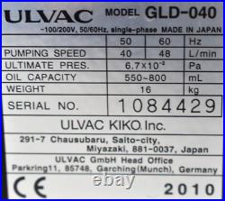 ULVAC KIKO Model GLD-040 Rotary Vacuum Pump 120 VAC GREAT