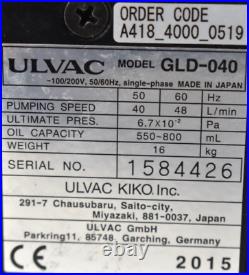 ULVAC KINKO GLD-040 Rotary Vacuum Pump with OMT-050A Trap & VCW41-5G-10 Solenoid