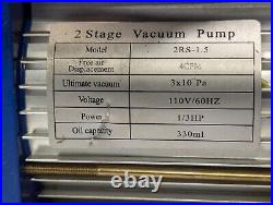 Unbranded 2RS-1.5 Two-Stage Vacuum Pump, 110V/60HZ, 1/3HP as pictured