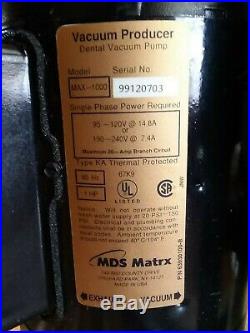 Used Dental Matrix MAX-1000 Suction / Vacuum Pump (220v 115v)