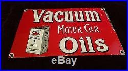 Vintage Mobil Vacuum Motor Car Oils Gasoline Porcelain Gas & Oil Sign Pump Plate