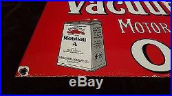 Vintage Mobil Vacuum Motor Car Oils Gasoline Porcelain Gas & Oil Sign Pump Plate