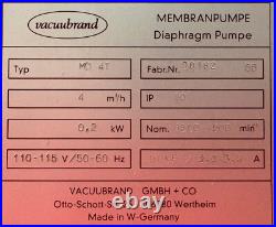 Vacuubrand Md-4t Diaphragm Vacuum Pump 110-115v 40uf Nom 1500-1800