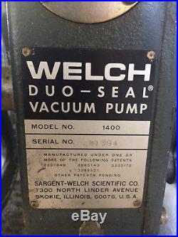 Vacuum Pump, Welch Duo-Seal Model No. 1400