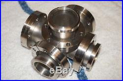 Varian 5-Way Cross Vacuum Chamber ConFlat 2.75 5 Flanges (2-fixed & 3-loose)