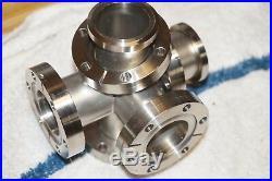 Varian 5-Way Cross Vacuum Chamber ConFlat 2.75 5 Flanges (2-fixed & 3-loose)