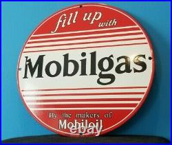 Vintage Mobilgas Porcelain Vacuum Oil Co Gas Service Station Pump Plate Sign