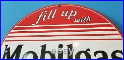 Vintage Mobilgas Porcelain Vacuum Oil Co Gas Service Station Pump Plate Sign