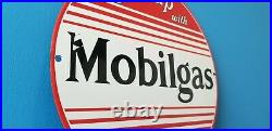 Vintage Mobilgas Porcelain Vacuum Oil Co Gas Service Station Pump Plate Sign