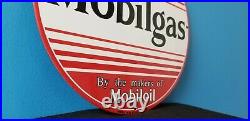 Vintage Mobilgas Porcelain Vacuum Oil Co Gas Service Station Pump Plate Sign