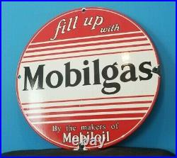 Vintage Mobilgas Porcelain Vacuum Oil Mobil Gas Service Station Pump Plate Sign