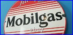 Vintage Mobilgas Porcelain Vacuum Oil Mobil Gas Service Station Pump Plate Sign