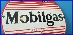 Vintage Mobilgas Porcelain Vacuum Oil Mobil Gas Service Station Pump Plate Sign