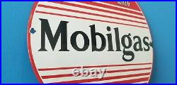 Vintage Mobilgas Porcelain Vacuum Oil Mobil Gas Service Station Pump Plate Sign