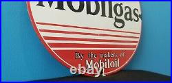 Vintage Mobilgas Porcelain Vacuum Oil Mobil Gas Service Station Pump Plate Sign