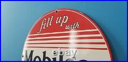 Vintage Mobilgas Porcelain Vacuum Oil Mobil Gas Service Station Pump Plate Sign