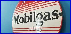 Vintage Mobilgas Porcelain Vacuum Oil Mobil Gas Service Station Pump Plate Sign