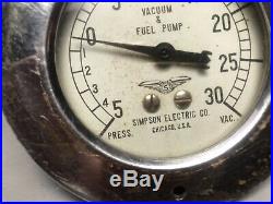 Vintage Simpson Electric Supercharger Vacuum Fuel Pump Pressure Gauge Hot Rod