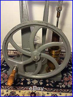 Vtg Vacuum Pump Machine Hand Operated with Glass Globe Central Scientific Comp