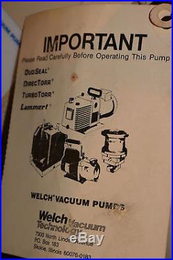 WELCH 5 8915 DirecTorr DIRECT DRIVE HIGH VACUUM PUMP! DUAL STAGE ROTARY VANE