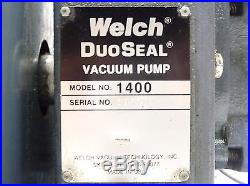 WELCH SCIENTIFIC CO. 1400 DUO-SEAL BELT-DRIVE VACUUM PUMP 1/3 580RPM 1x10-4