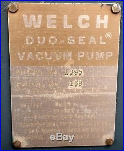 W. M. Welch 1395 DuoSeal Belt Driven Mechanical Vacuum Pump 208V 3 Ph Tested