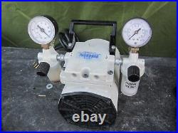 Welch 2534B-01 WOB-L 1 Press Dry Vacuum Piston Pump w Dual Gauges