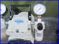 Welch 2534B-01 WOB-L 1 Press Dry Vacuum Piston Pump w Dual Gauges