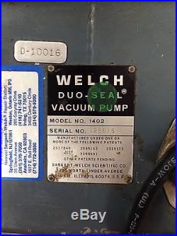 Welch Duo Seal Vacuum Pump Model 1402 with 1/2 HP motor