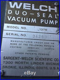 Welch Duo-seal Vacuum Pump 1376 Laboratory Industrial