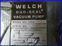 Welch Duo-seal Vacuum Pump Mod 1402 Ge 1/2 HP Motor #2201007c Used